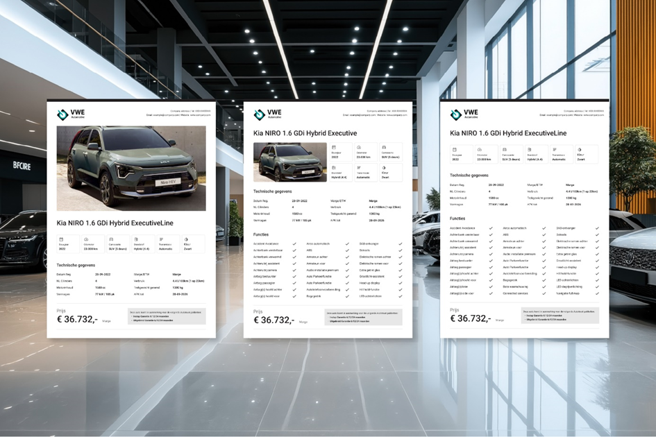 Typen showroomkaarten MijnVWE